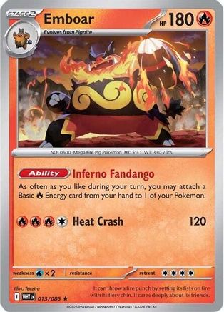 Emboar 013/086 - Reverse Holofoil SV White Flare - Rare