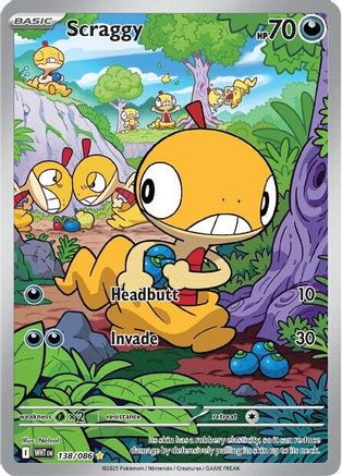 Scraggy 136/086 - Holofoil SV White Flare - Illustration Rare
