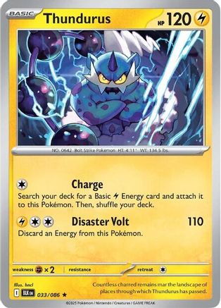 Thundurus 036/086 - Holofoil SV Black Bolt - Rare