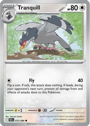 Tranquill 074/086 - Reverse Holofoil SV Black Bolt - Common