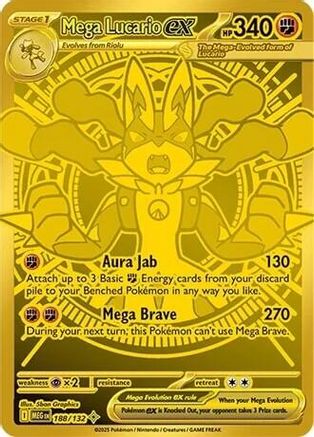 Mega Lucario ex 188/132 - Holofoil ME01 Mega Evolution - Mega Hyper Rare