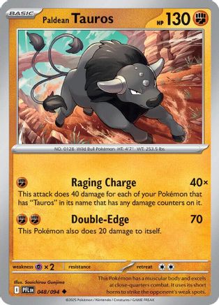Paldean Tauros 048 - Reverse Holofoil ME02 Phantasmal Flames - Uncommon