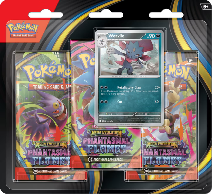 Mega Evolution: Phantasmal Flames 3-Pack Blister - Weavile