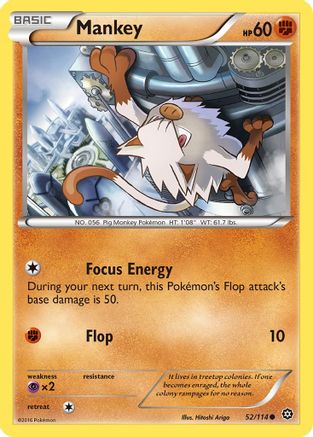 Mankey (52/114) [XY: Steam Siege] Reverse Holofoil