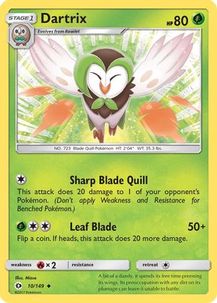 Dartrix (10/149) [Sun & Moon: Base Set] Reverse Holofoil