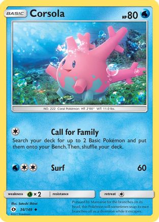 Corsola (36/149) [Sun & Moon: Base Set] Reverse Holofoil