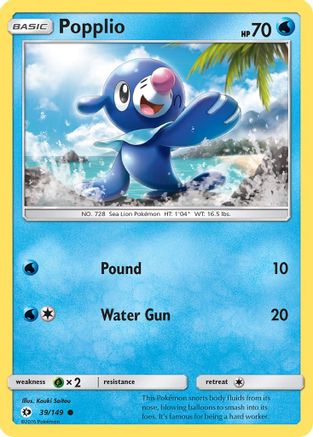 Popplio (39/149) [Sun & Moon: Base Set] Reverse Holofoil