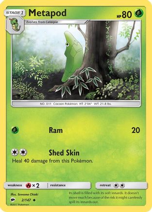 Metapod (2/147) [Sun & Moon: Burning Shadows] Reverse Holofoil