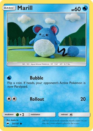 Marill (34/147) [Sun & Moon: Burning Shadows] Reverse Holofoil
