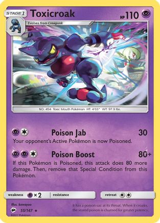 Toxicroak (55/147) [Sun & Moon: Burning Shadows] Reverse Holofoil