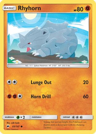 Rhyhorn (65/147) [Sun & Moon: Burning Shadows] Reverse Holofoil