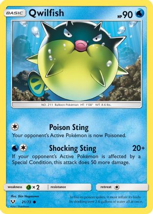 Qwilfish (21/73) [Sun & Moon: Shining Legends] Reverse Holofoil