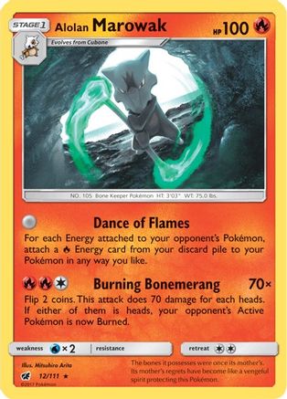 Alolan Marowak (12/111) [Sun & Moon: Crimson Invasion] Reverse Holofoil