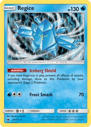 Regice (28/111) [Sun & Moon: Crimson Invasion] Reverse Holofoil