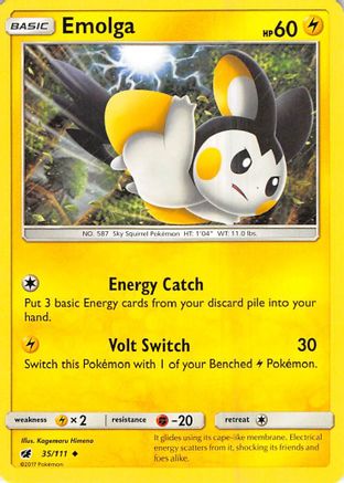 Emolga (35/111) [Sun & Moon: Crimson Invasion] Reverse Holofoil