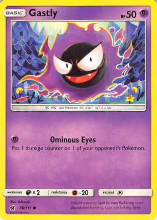 Gastly (36/111) [Sun & Moon: Crimson Invasion] Reverse Holofoil