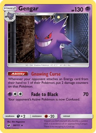 Gengar (38/111) [Sun & Moon: Crimson Invasion] Reverse Holofoil