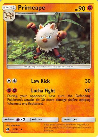 Primeape (51/111) [Sun & Moon: Crimson Invasion] Reverse Holofoil