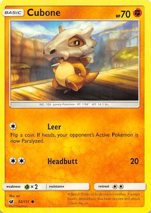 Cubone (52/111) [Sun & Moon: Crimson Invasion] Reverse Holofoil