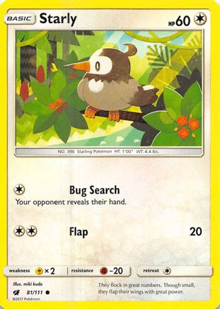Starly (81/111) [Sun & Moon: Crimson Invasion] Reverse Holofoil