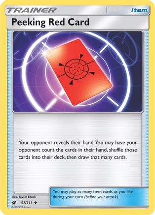 Peeking Red Card (97/111) [Sun & Moon: Crimson Invasion] Reverse Holofoil