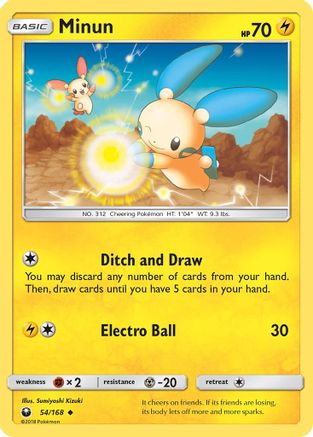 Minun (54/168) [Sun & Moon: Celestial Storm] Reverse Holofoil