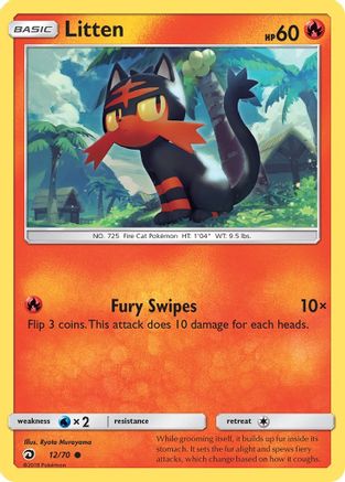 Litten (12/70) [Sun & Moon: Dragon Majesty] Reverse Holofoil