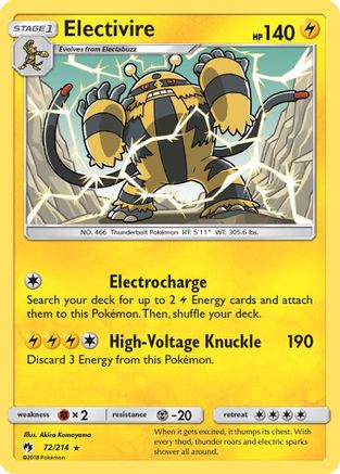 Electivire (72/214) [Sun & Moon: Lost Thunder] Reverse Holofoil