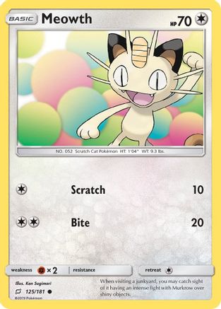 Meowth (125/181) [Sun & Moon: Team Up] Reverse Holofoil