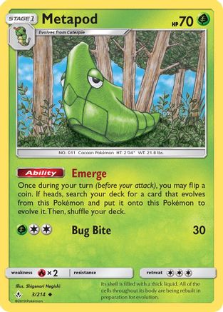 Metapod (3/214) [Sun & Moon: Unbroken Bonds] Reverse Holofoil