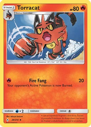 Torracat (28/214) [Sun & Moon: Unbroken Bonds] Reverse Holofoil