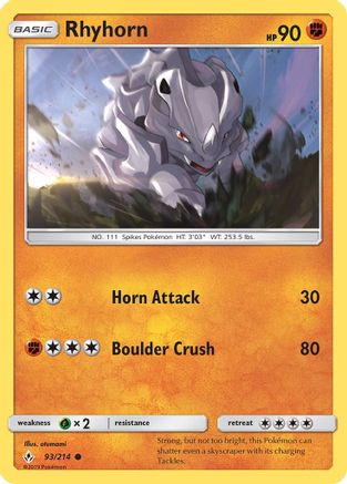 Rhyhorn (93/214) [Sun & Moon: Unbroken Bonds] Reverse Holofoil