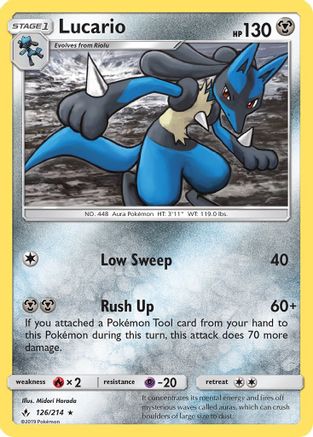Lucario (126/214) [Sun & Moon: Unbroken Bonds] Reverse Holofoil