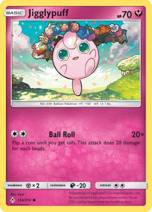Jigglypuff (134/214) [Sun & Moon: Unbroken Bonds] Reverse Holofoil