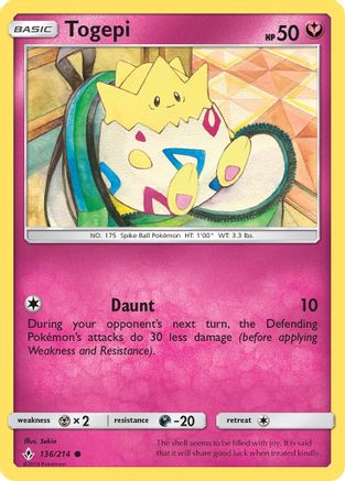 Togepi (136/214) [Sun & Moon: Unbroken Bonds] Reverse Holofoil