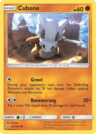 Cubone (105/236) [Sun & Moon: Unified Minds] Reverse Holofoil