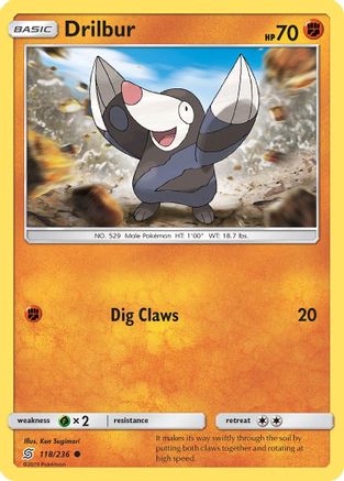 Drilbur (118/236) [Sun & Moon: Unified Minds] Reverse Holofoil