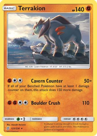 Terrakion (122/236) [Sun & Moon: Unified Minds] Reverse Holofoil