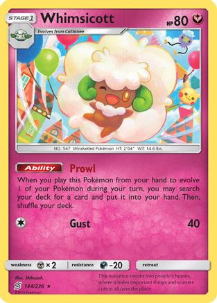 Whimsicott (144/236) [Sun & Moon: Unified Minds] Reverse Holofoil