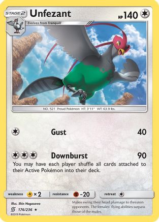 Unfezant (176/236) [Sun & Moon: Unified Minds] Reverse Holofoil