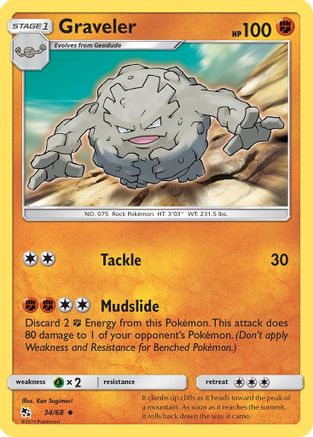 Graveler (34/68) [Sun & Moon: Hidden Fates] Reverse Holofoil