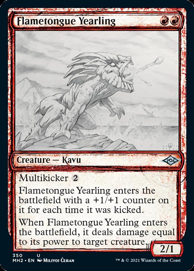 Flametongue Yearling (Sketch) [Modern Horizons 2] Foil