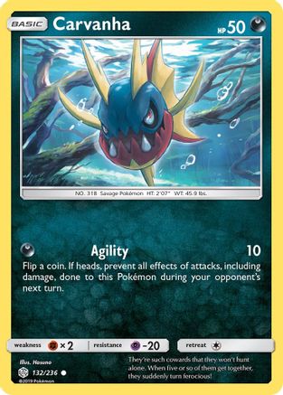 Carvanha (132/236) [Sun & Moon: Cosmic Eclipse] Reverse Holofoil