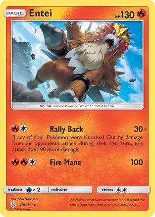 Entei (28/236) [Sun & Moon: Cosmic Eclipse] Reverse Holofoil