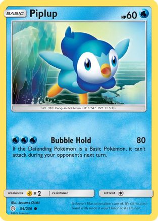 Piplup (54/236) [Sun & Moon: Cosmic Eclipse] Reverse Holofoil
