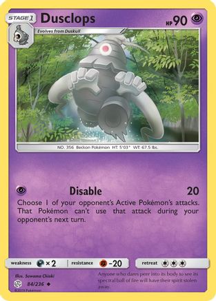 Dusclops (84/236) [Sun & Moon: Cosmic Eclipse] Reverse Holofoil