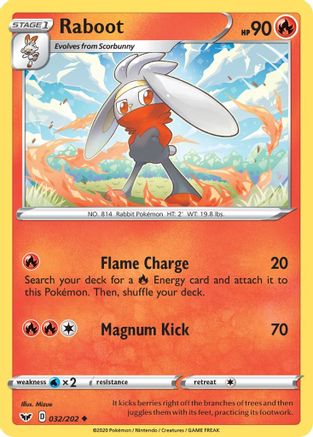Raboot (032/202) [Sword & Shield: Base Set] Reverse Holofoil