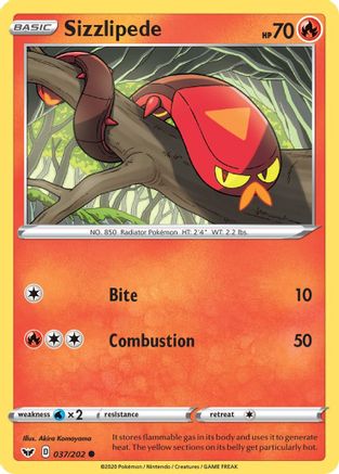 Sizzlipede (037/202) [Sword & Shield: Base Set] Reverse Holofoil