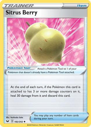 Sitrus Berry (182/202) [Sword & Shield: Base Set] Reverse Holofoil