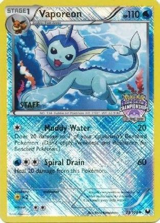 Vaporeon (25/108) (State Province Championship 2013 Promo Staff) [Black & White: Dark Explorers] Reverse Holofoil